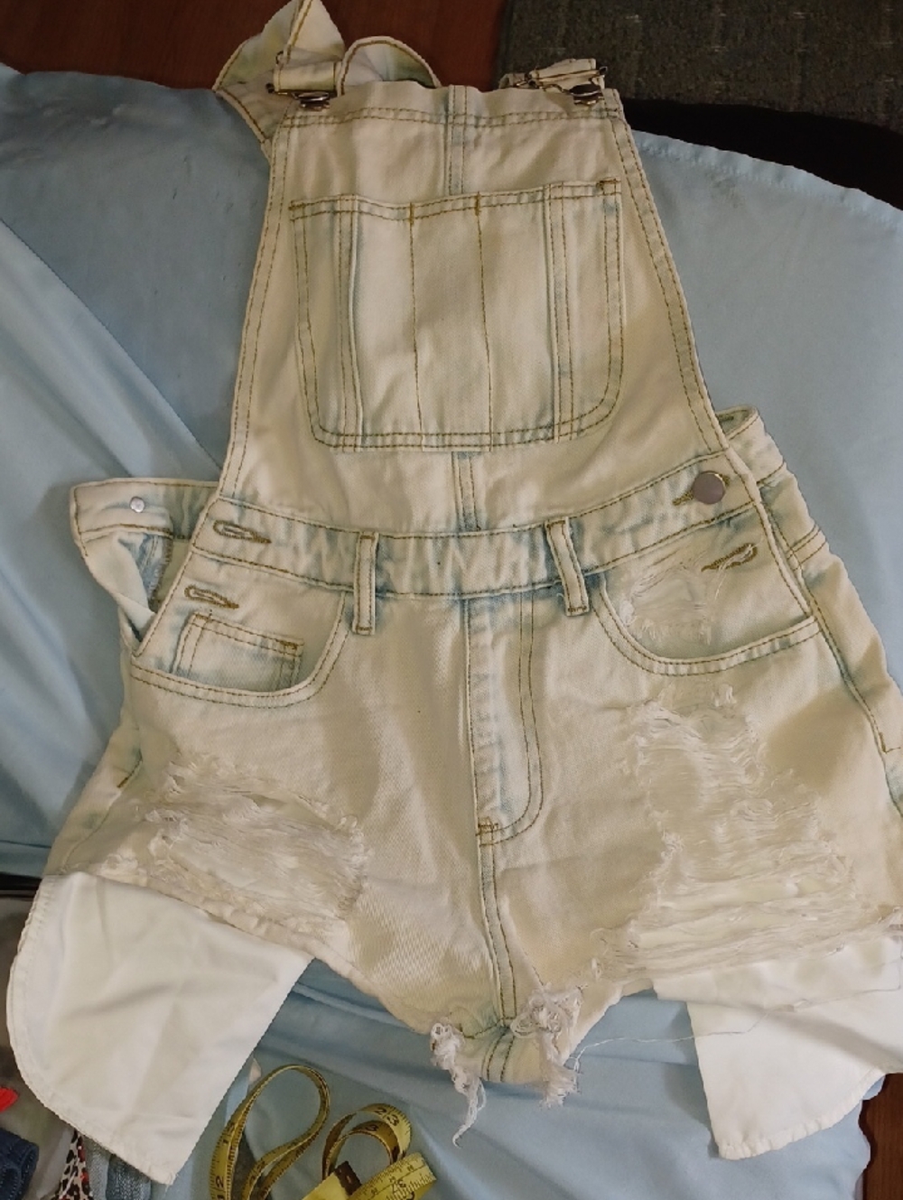 Light Wash Denim Shortalls Extra Small
